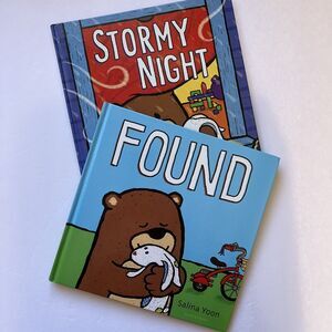 Set of 2 Childrens Books Hardcover Stormy Night and Found by Salina Yoon